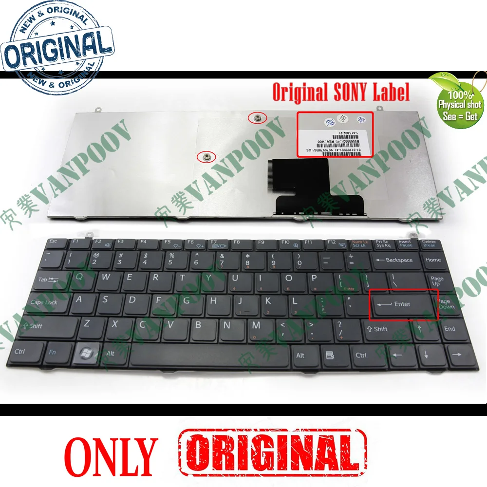 Клавиатура для ноутбука Sony Vaio новая клавиатура США FZ440E 141780221 с черным 31105001 V070978BS1