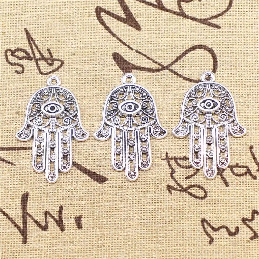 

Eye Palm Charms Supplies For Jewelry Making Kit Antique Silver Color 6pcs 42x28mm
