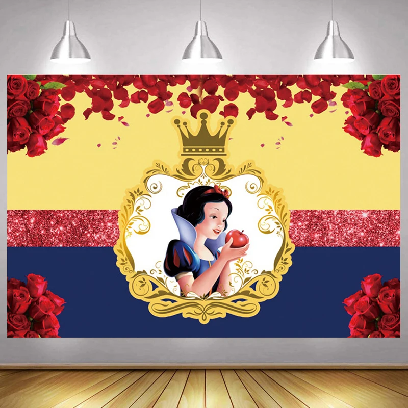 

Photography Background Kid Baby Red Rose Snow Castle Happy Birthday Party Backdrop White Princess Custom Banner Studio Photocall