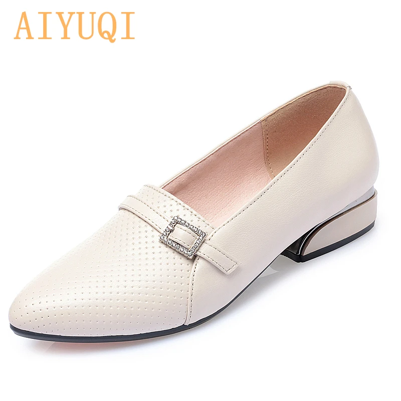 

AIYUQI Shoes Ladies Spring 2021 New Genuine Leather Women's Casual Shoes Pointed Big Size 41 42 43 Women's Shoes