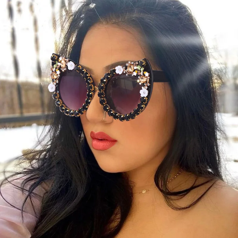 

Oversized Diamond Cat Eye Sunglasses Pearl Fashion Women Shades Uv400 Vintage Glasse 50893