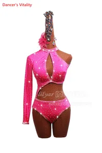 Женская одежда для латинских танцев на заказ, роскошное сексуальное платье для танцев со стразами