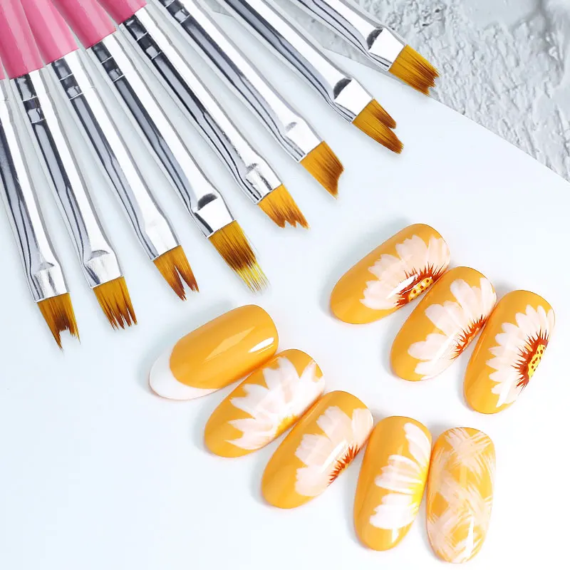 

8pcs/Set Painting Pen Petal Brush Stripe Nail Art Flower Arte Clavo LED UV Gel Nail Polish Acrylic Drawing Pen Design Manicure