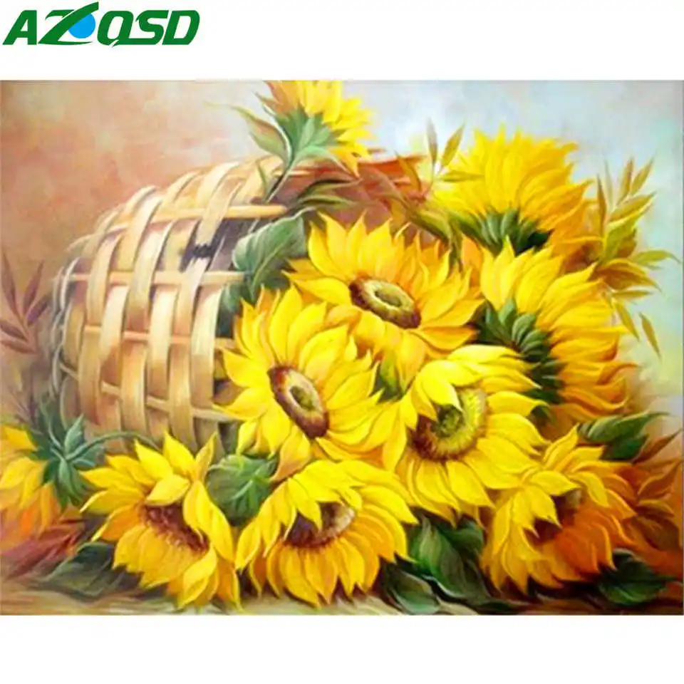 AZQSD 5d алмазное Рисование Подсолнечник Diy домашний декор Подарочная Алмазная
