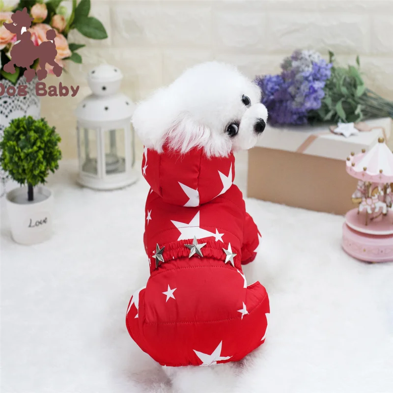 Ropa para perros peque&ntilde;os y medianos, abrigo de algod&oacute;n c&aacute;lido de moda, Estrella gruesa de cuatro patas, oto&ntilde;o e invierno, novedad-2