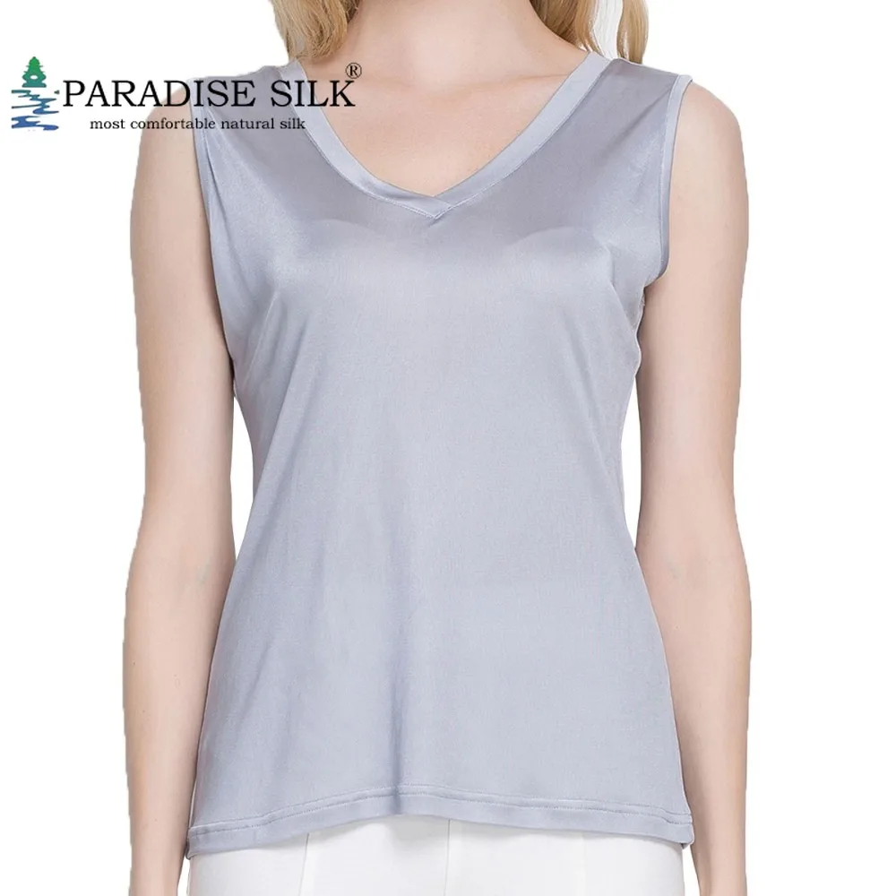 Специальное предложение Женский жилет с V образным вырезом из 100% чистого шелка