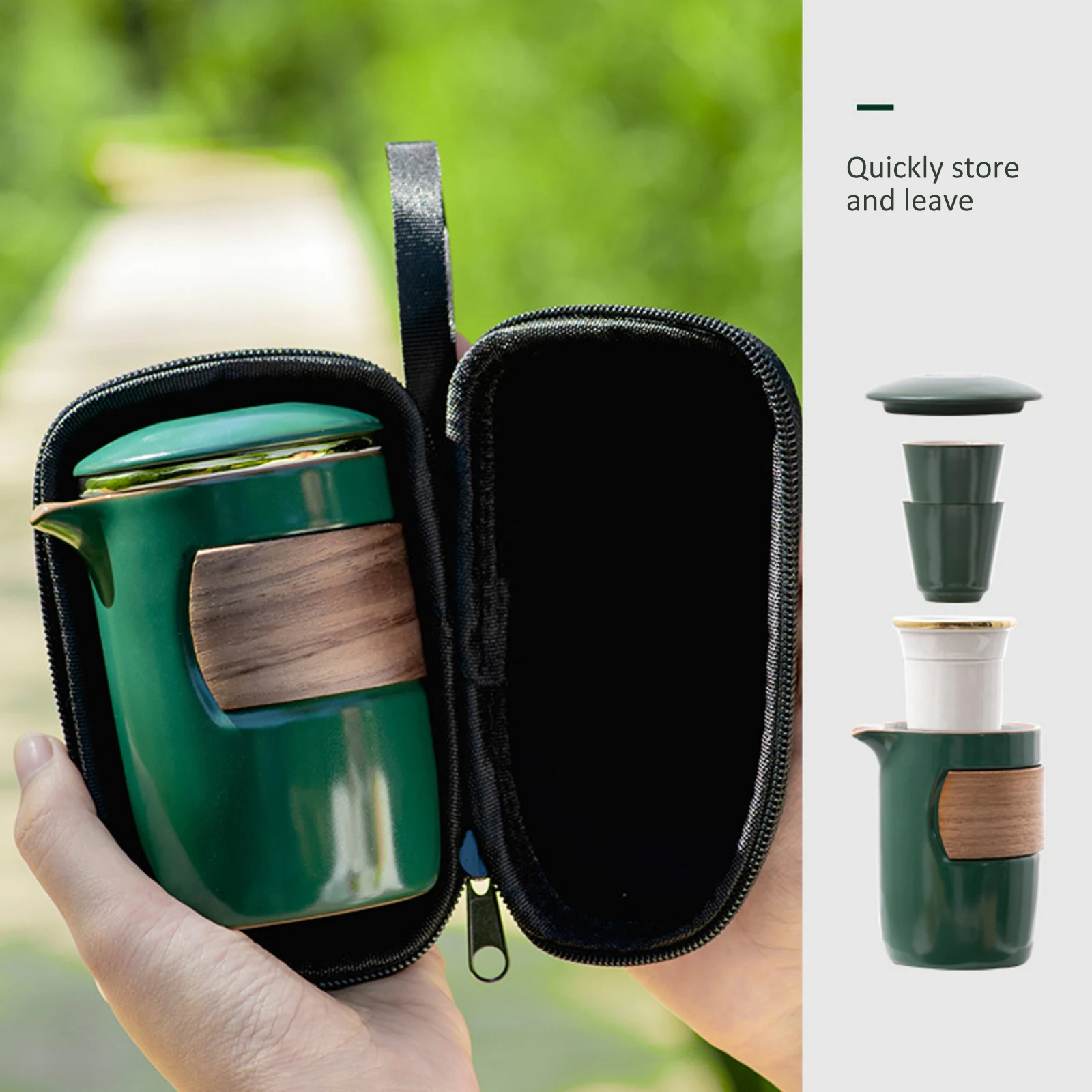 

Portable Tea Cup Set 1 Teapot And 2 Tea Cups Vintage Traditional Kungfu Tea Set With Tea Filter And Storage Bag Tea Accessory