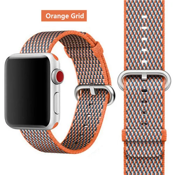 Orange Grid 24 Ремешок EIMO Nato для apple watch, ремешок 44 мм, 40 мм, apple watch 5, 4, 3, 2, iwatch, ремешок 42 мм, 38 мм, плетеный нейлоновый браслет correa, ремешок для часов - Цвет ремешка: Orange Grid 24