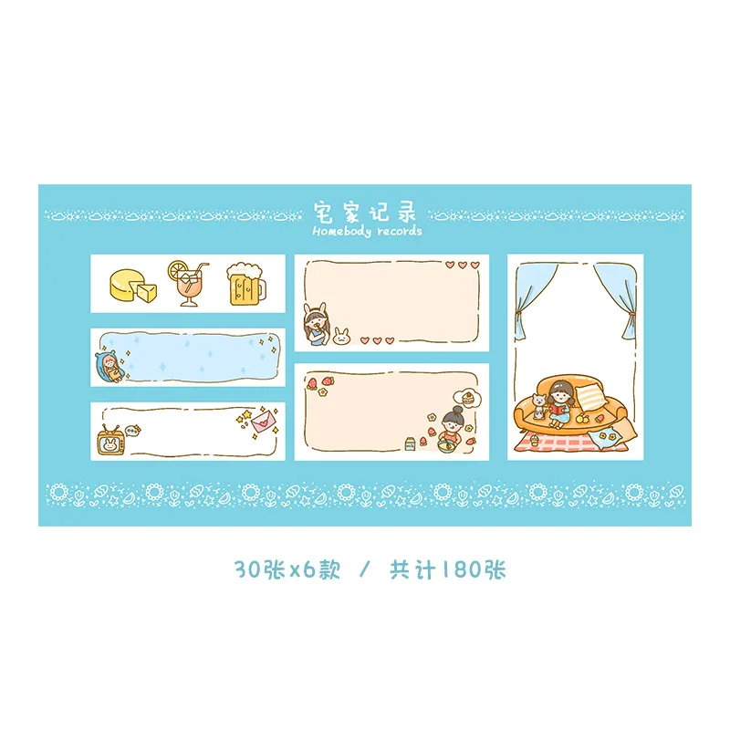 

180pcs/pad Kawaii Post It Cartoon Memo Pad Sticky Notes Set Label Tag Cute Stationery Wholesale