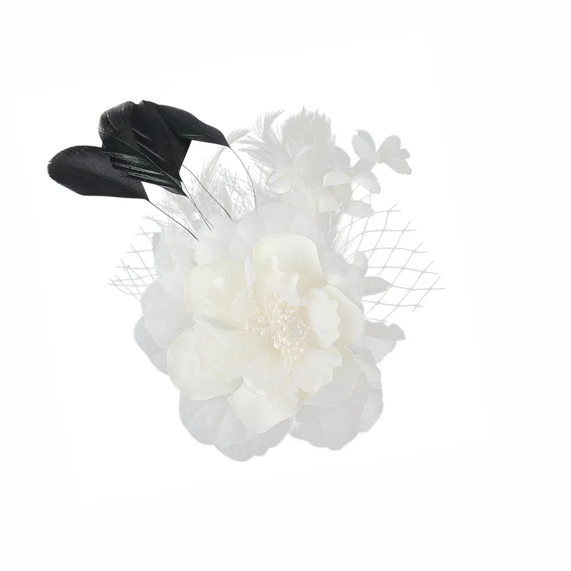 

Fashion Romantic Silk Mesh Legging Cloth Feather Crystal Flower Brooches Clip Bride Wedding Evening dress accessories gift