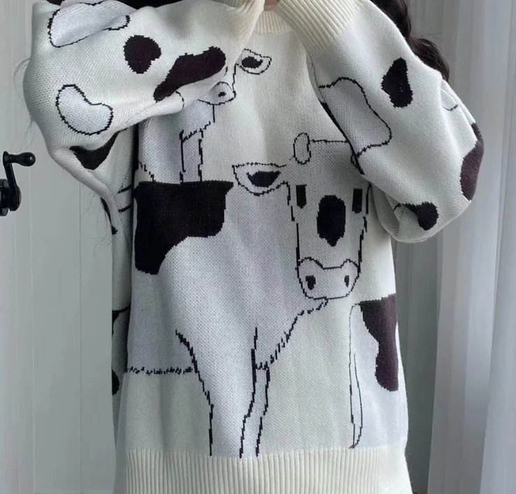 Autumn and winter new cow loose lazy knitted sweater | Женская одежда