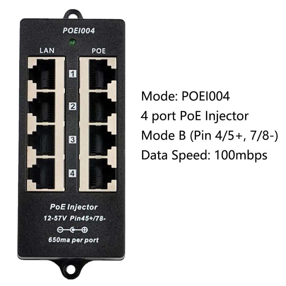 10/100/1000 скоростью Ethernet 4 порта PoE инжектор Мощность over устройство для Hikvision/MikroTik
