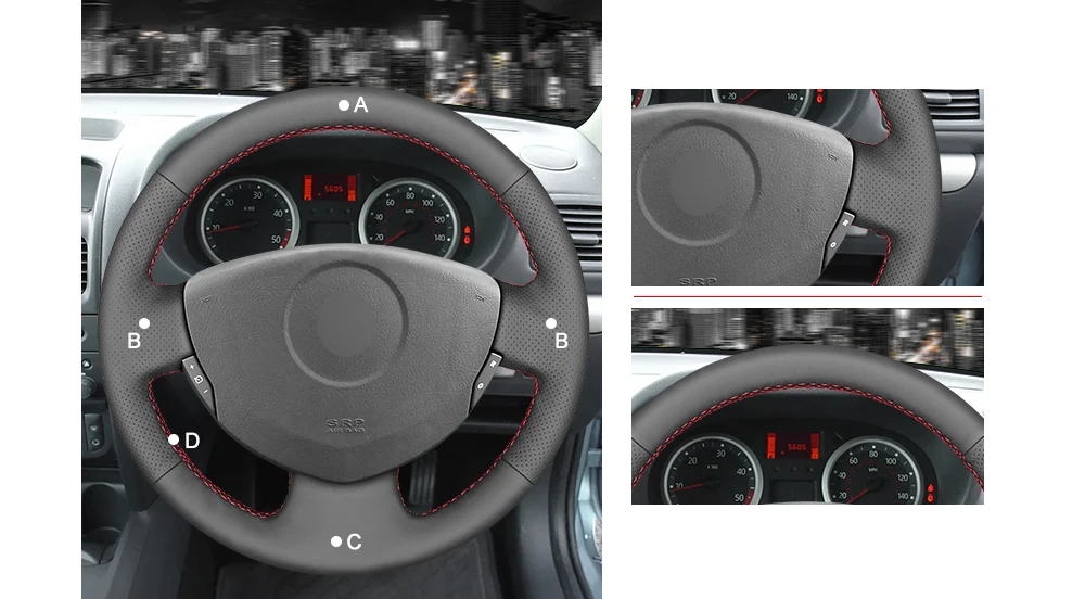 MEWANT черный чехол на руль из натуральной кожи для Renault Clio 2 2001-2005 Dacia Sandero 2008-2012