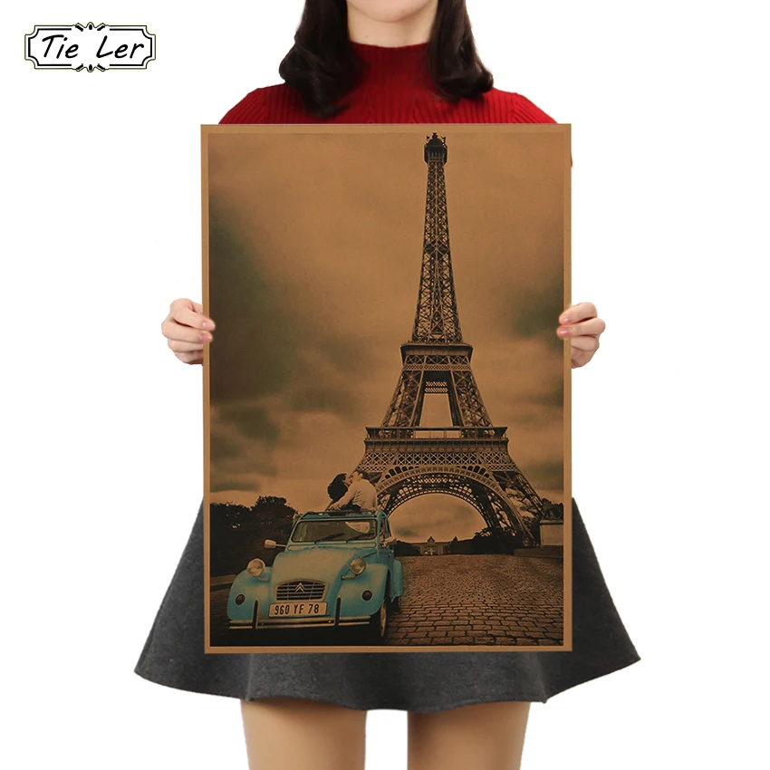 Галстук Париж Эйфелева башня ностальгия фото крафт Бумага Бар плакат ретро