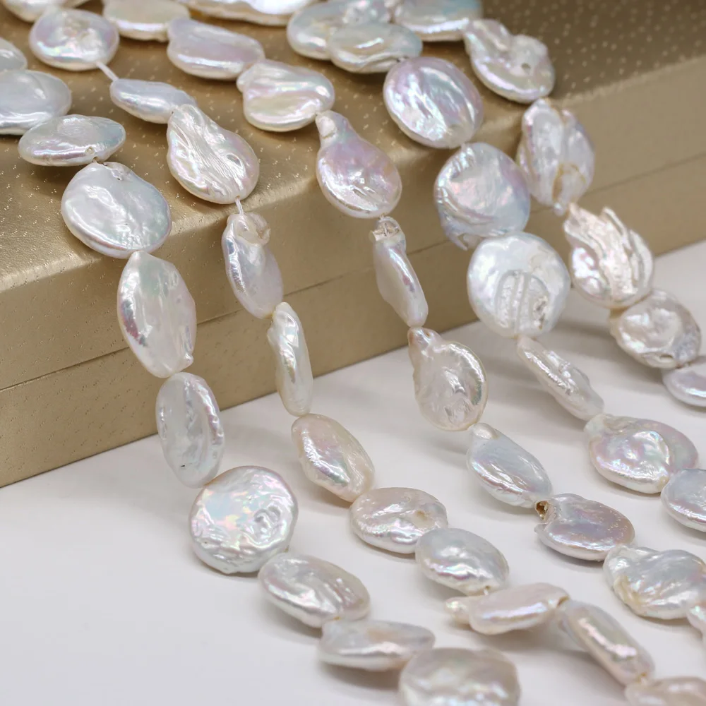 Natural Freshwater Pearl Baroque Button Loose Beads 16-17 MM For Jewelry Making DIY Necklace Bracelet Earrings Accessory
