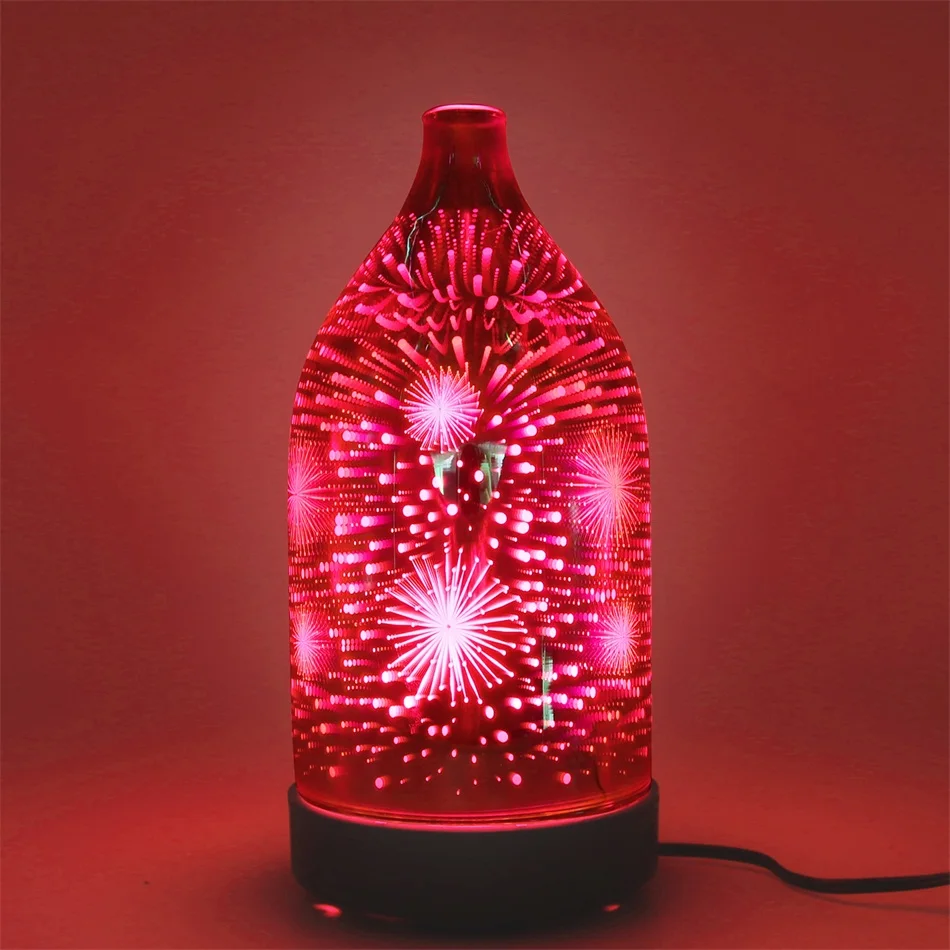 

Ультразвуковой 3D увлажнитель для ароматерапии, стеклянный диффузор эфирных масел с 7 светодиодами, меняющими цвет, для отеля, йоги