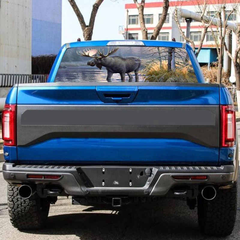 

Elk Reindeer for Truck Jeep Suv Pickup 3D Rear Windshield Decal Sticker Decor Rear Window Glass Poster 53.1 x 14.2 Inch