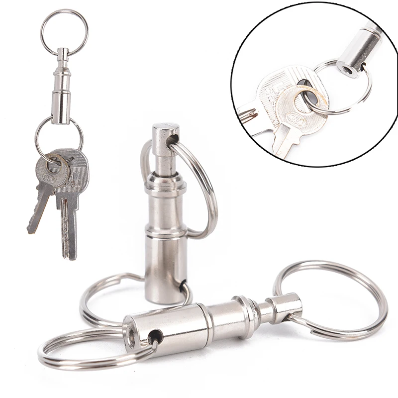 

2Pcs/set Steel Removable Key Chain Outdoor Dual Detachable Pull Apart Quick Release Keychain Keyfob Split Snap Lock Holder