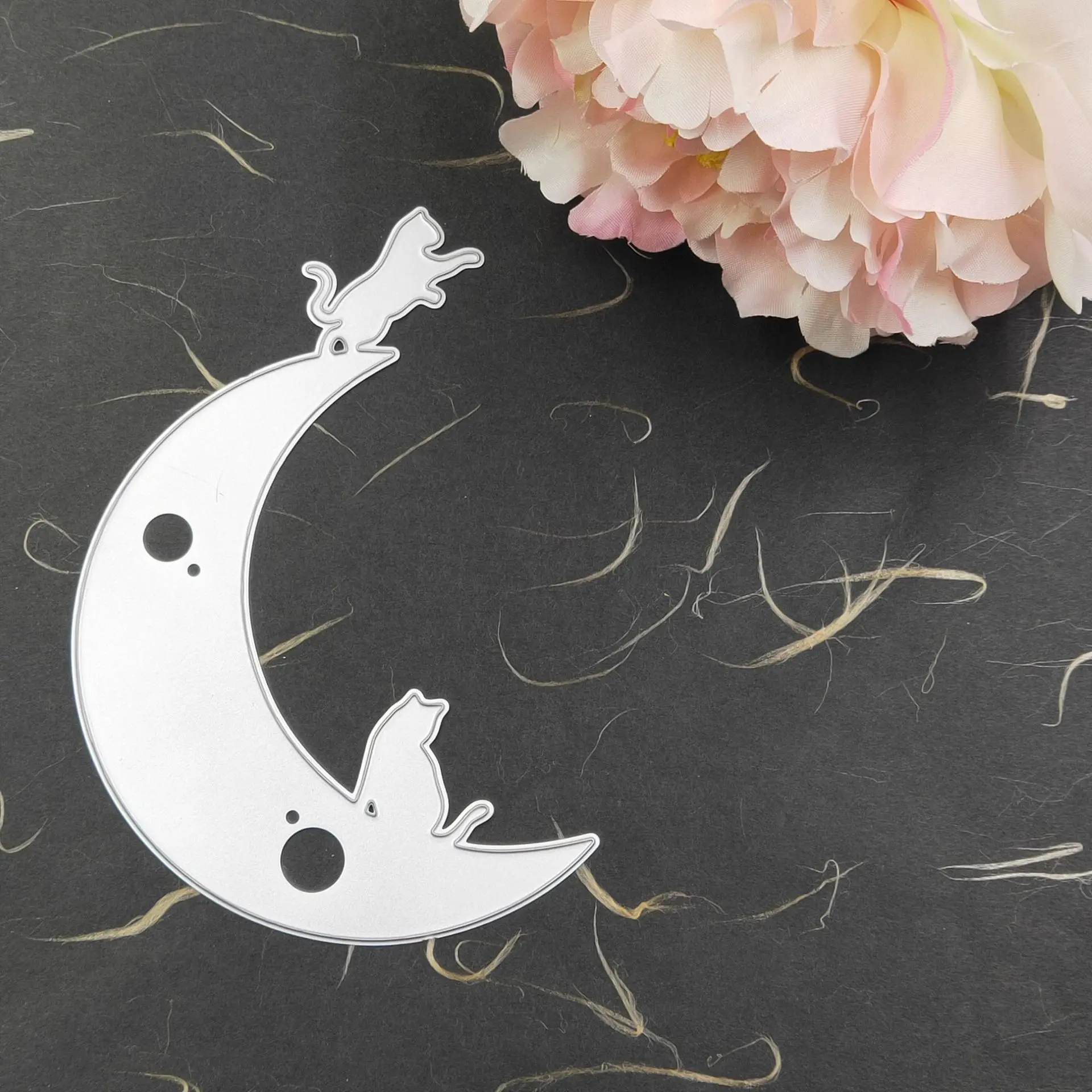 Металлические Вырубные штампы с изображением двух кошек на Луне трафарет Луны и