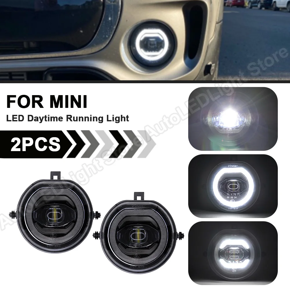 2Pc For Mini Cooper F54 F55 F56 F57 2013 2014 2015 2016 2017 2018 LED Halo Ring DRL Daytime Running Light Fog Light Parking Lamp
