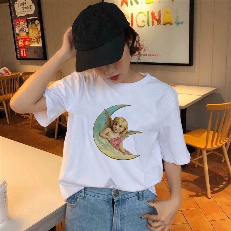 

T-Shirts For Women Cherub Print Cartoon 90s Casual Top Lady Womens Harajuku Graphic T Shirt Ladies Female Tee T-Shirt