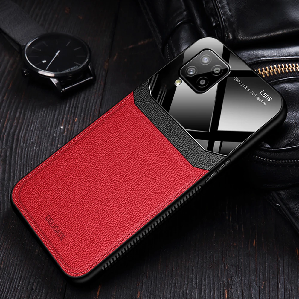 

Чехол для Samsung A42 5G SM-A425F противоударный чехол из высококачественной искусственной кожи с стеклянная линза стекло Жесткий чехол для Samsung Galaxy ...