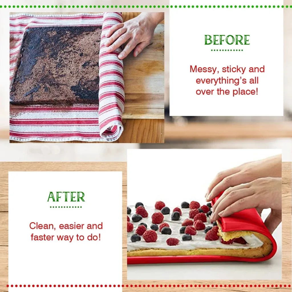 

Cake Roller Baking Mat Flexible Soft Cake Stencils Roll Silicone Pan Bakeware Cookies Bakeware Cooking Tools Fondant Molds