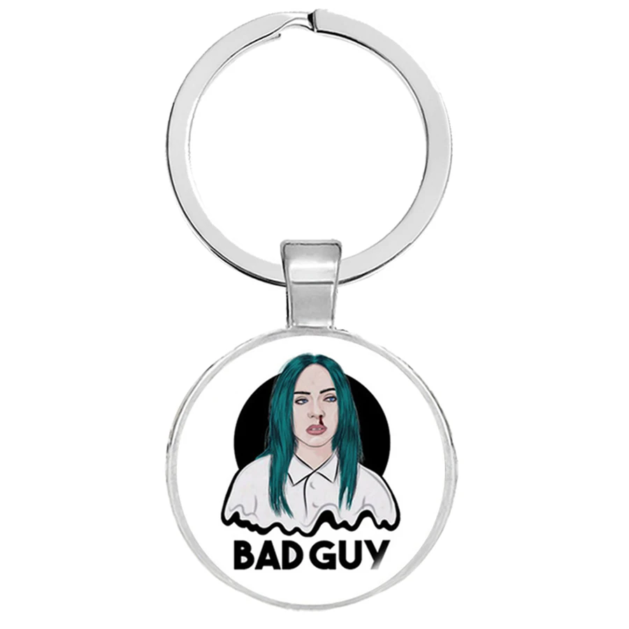 Брелок для ключей в стиле хип-хоп Billie Eilish Young Singer Забавный портрет новое поколение