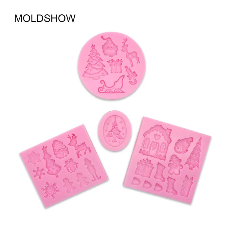 Набор из 4 силиконовых форм для рождественской