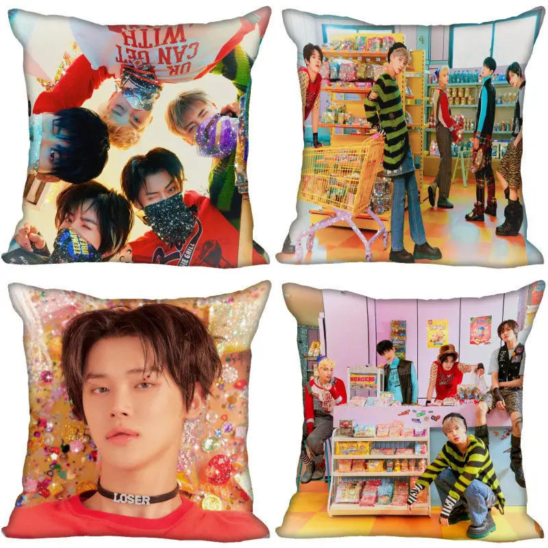 

TXT KPOP Чехол-Подушка для дома декоративный чехол на подушки Невидимый Чехол-Подушка на молнии 40x40,45x45 см 1009