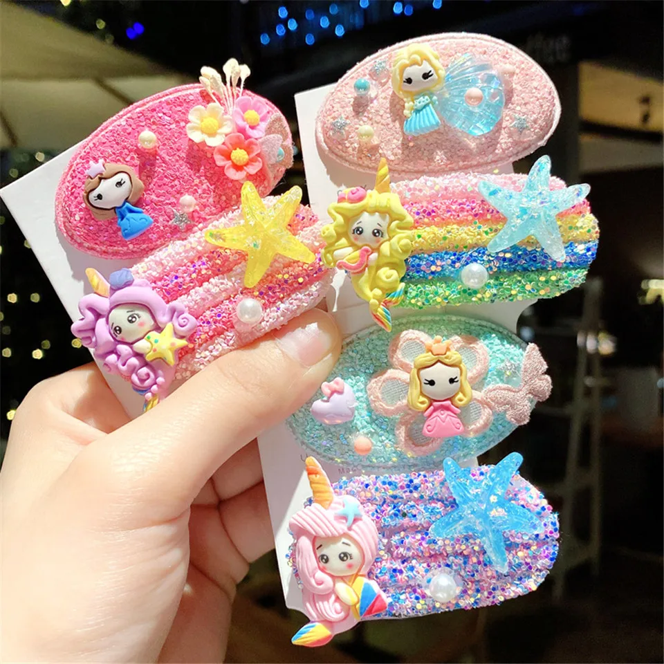 Sweet Rainbow BB Hair Clips Ornaments Korean Children Cartoon Starfish Handmade Hairpin Girl Princess Colorful Accessories |
