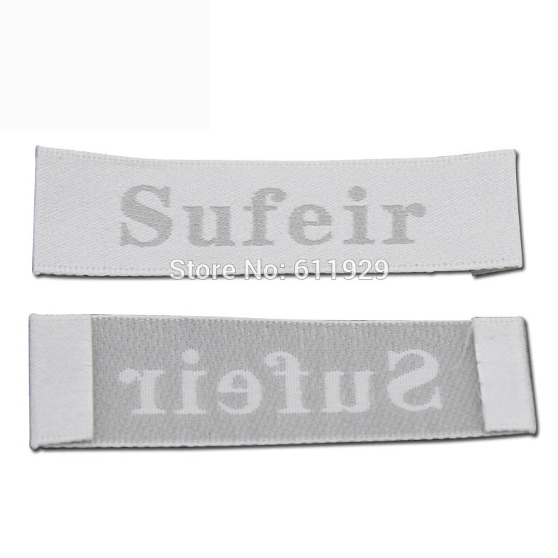 Одежда на заказ белые атласные тканые этикетки/вышитые этикетки для