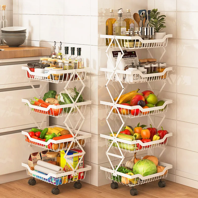

3/4/5 Layer Storage Rack Kitchen Fridge Side Shelf With Wheels Bathroom Racks Foldable Organizer Shelves Shelf Gap Holder Cart