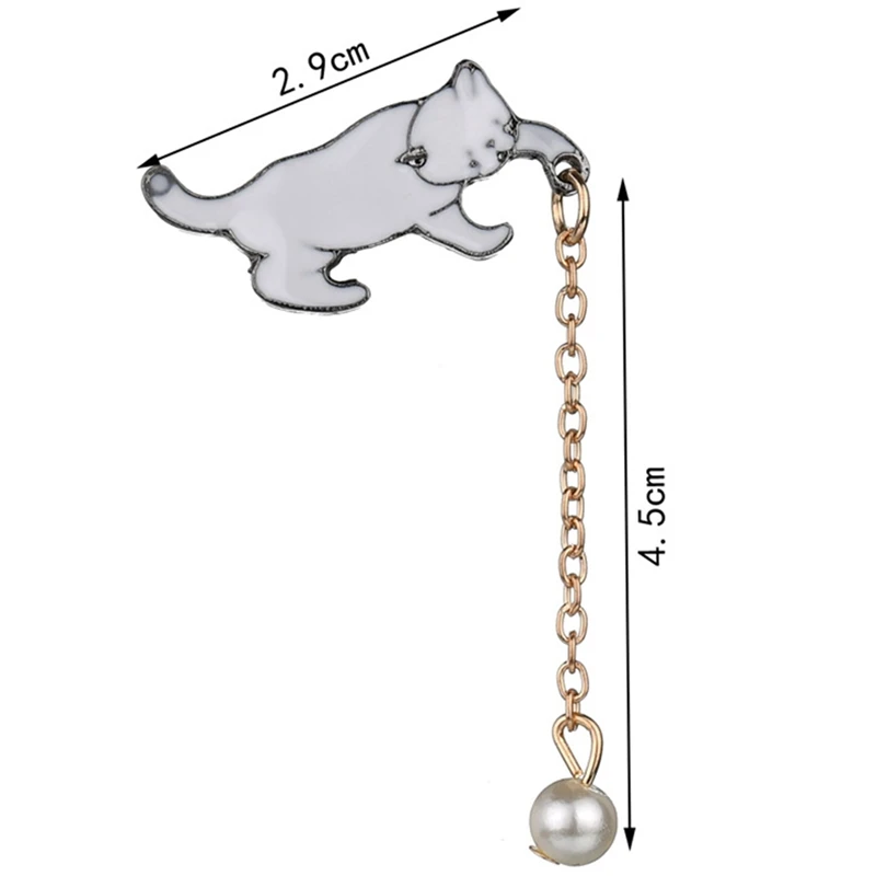 Сплав милый маленький белый имитация жемчуга кошка брошь шпильки шикарные