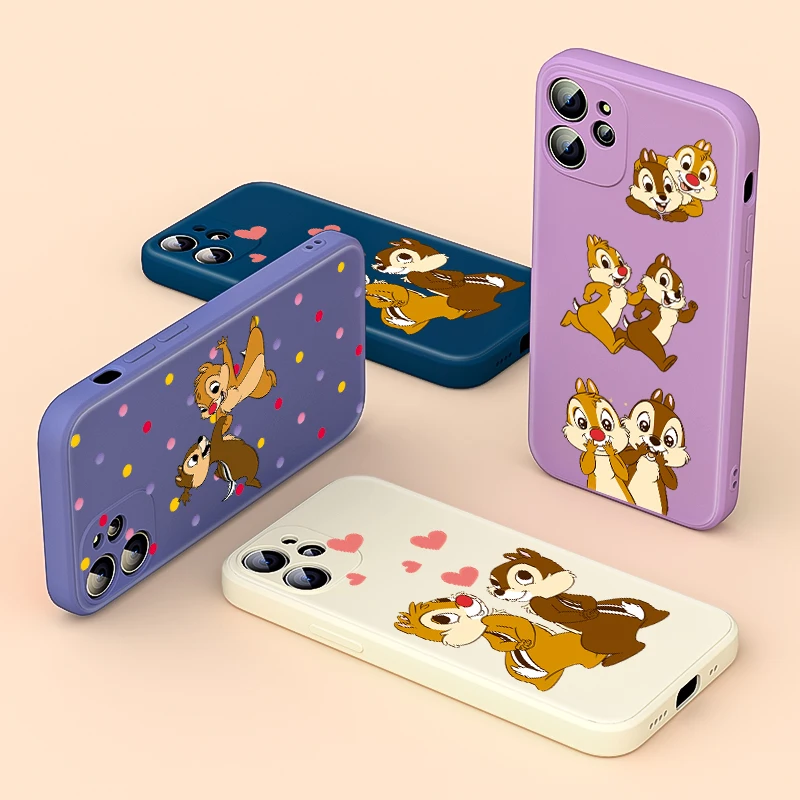 Мягкий чехол из жидкого силикона с милым чипом и Дейлом для Apple IPhone 13 12 Mini 11 Pro XS MAX XR
