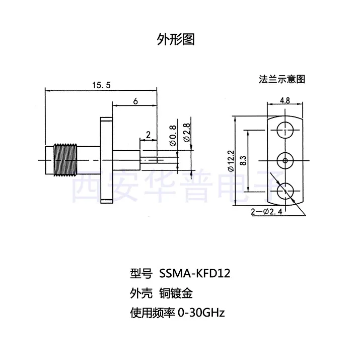 SSMA KFD12 RF коаксиальный разъем женская головка маленький фланец через стену