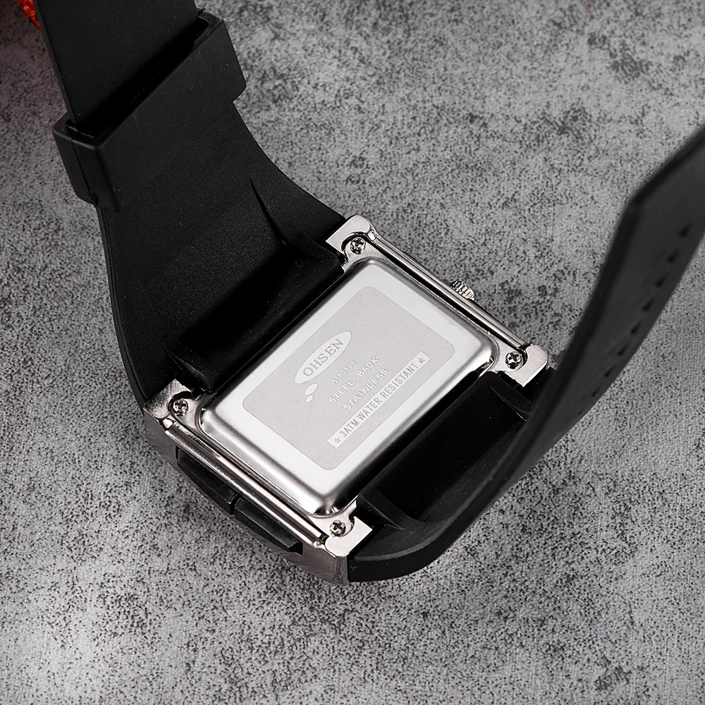 Модный бренд OHSEN аналоговые цифровые часы ЖК-дисплей подсветка мужские