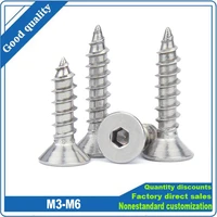 10pcs m3 m4 m5 m6 304 a2 70 stainless steel allen hex hexagon socket countersunk head self tapping screw furniture wood screw