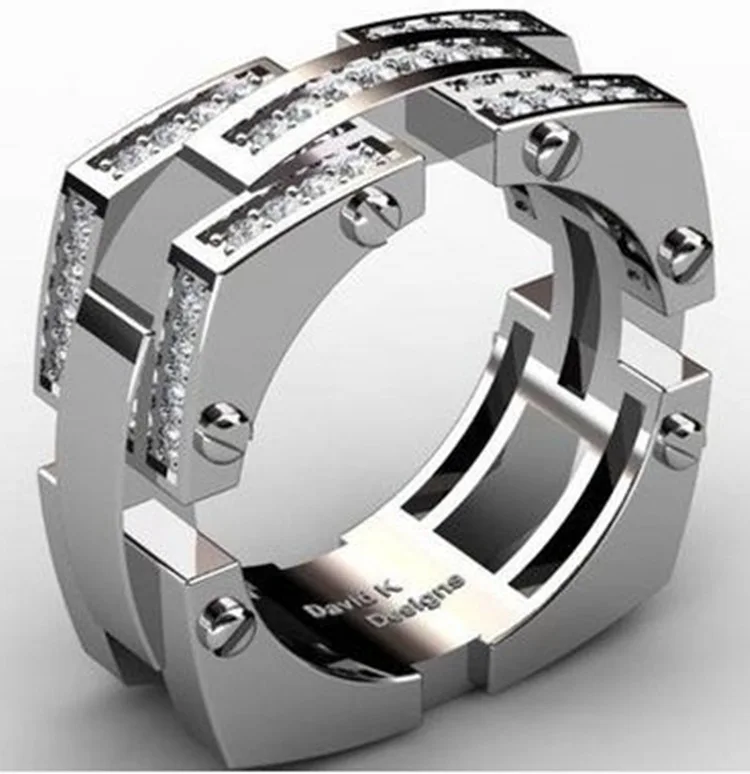 

Love The New 2021 Mechanical Metal Geometric Diamond Ring Ring Sell Like Hot Cakes The Women Rings Design Ideas Ring