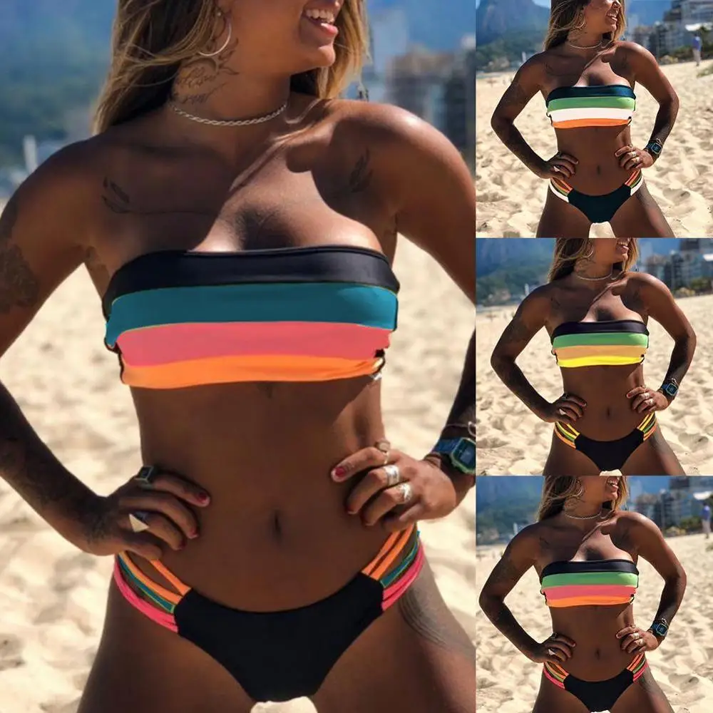 Качественный Женский Топ без бретелек бикини бюстгальтер купальник грудь