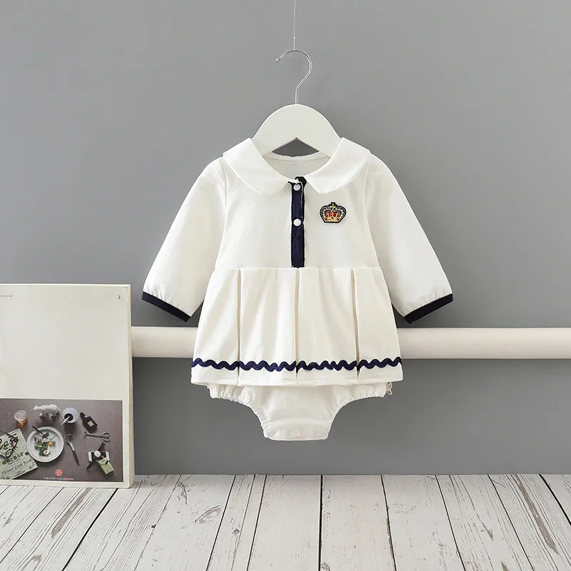 Комбинезон детский белый со складками в стиле преппи От 0 до 2 лет | Детская одежда