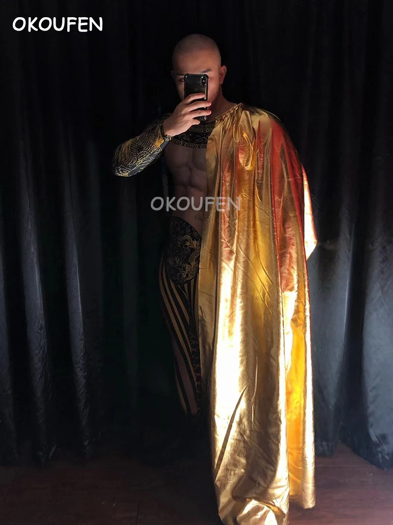 Комбинезоны в китайском стиле с 3d-рисунком под золото костюм для ночного клуба