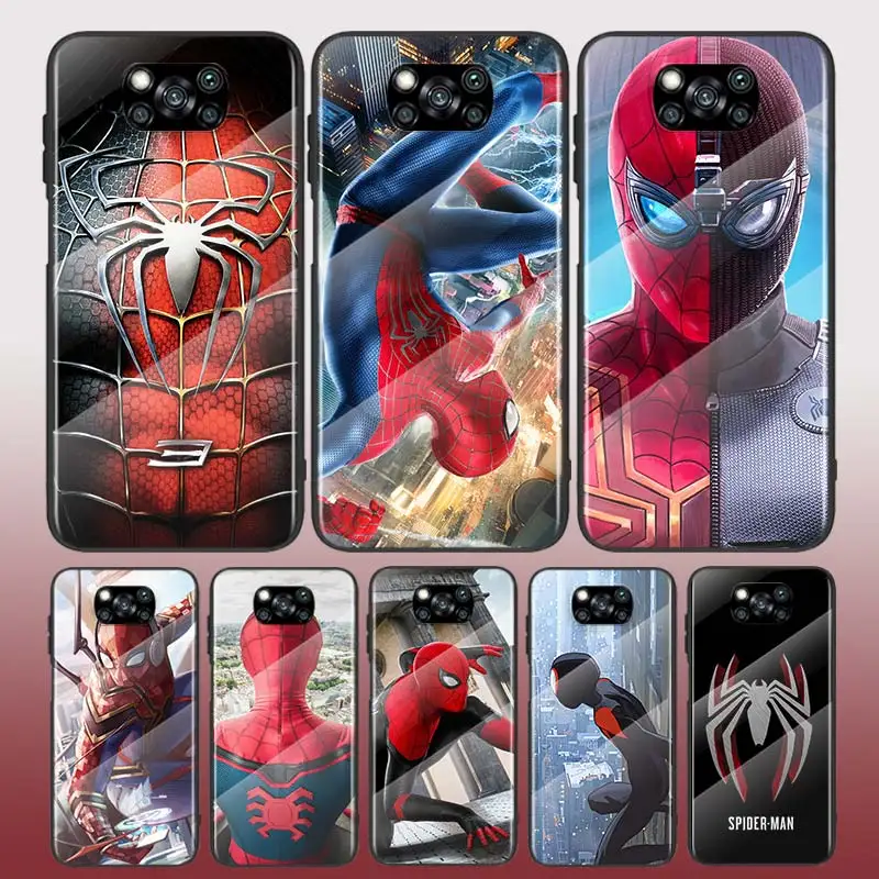 

Marvel Spider Man Sport Tempered Glass Cover For Xiaomi POCO F3 F2 X3 NFC X2 M2 Pro Phone Case