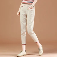 casual high waist pants capris korean style women summer all match calf length pencil pants pantalon