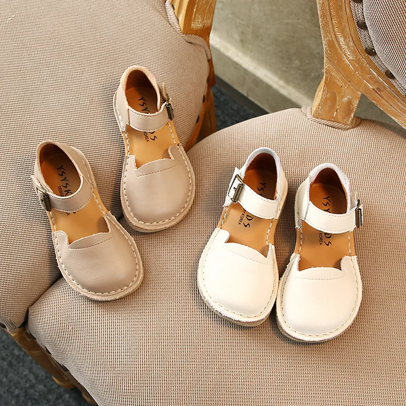 Весенняя детская обувь Обувь из натуральной кожи на плоской подошве для