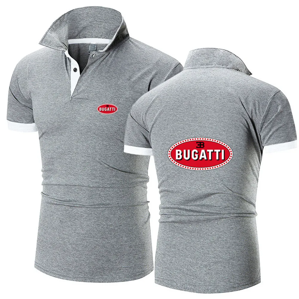 

2021 New trend summer men's simple polo shirt BUGATTI car logo short sleeve lapel slim breathable shirt men's T-shirt men