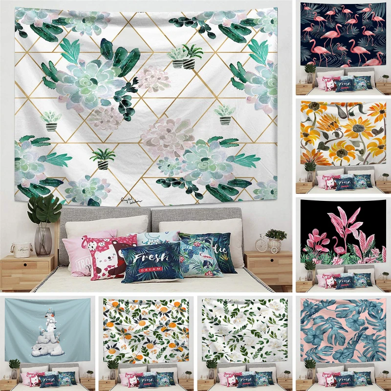 

Fuwatacchi Elegant Flowers Tapestry Wall Hanging Flower Reference Chart Bohemian Tapestries Colorful Psychedelic INS Home Decor