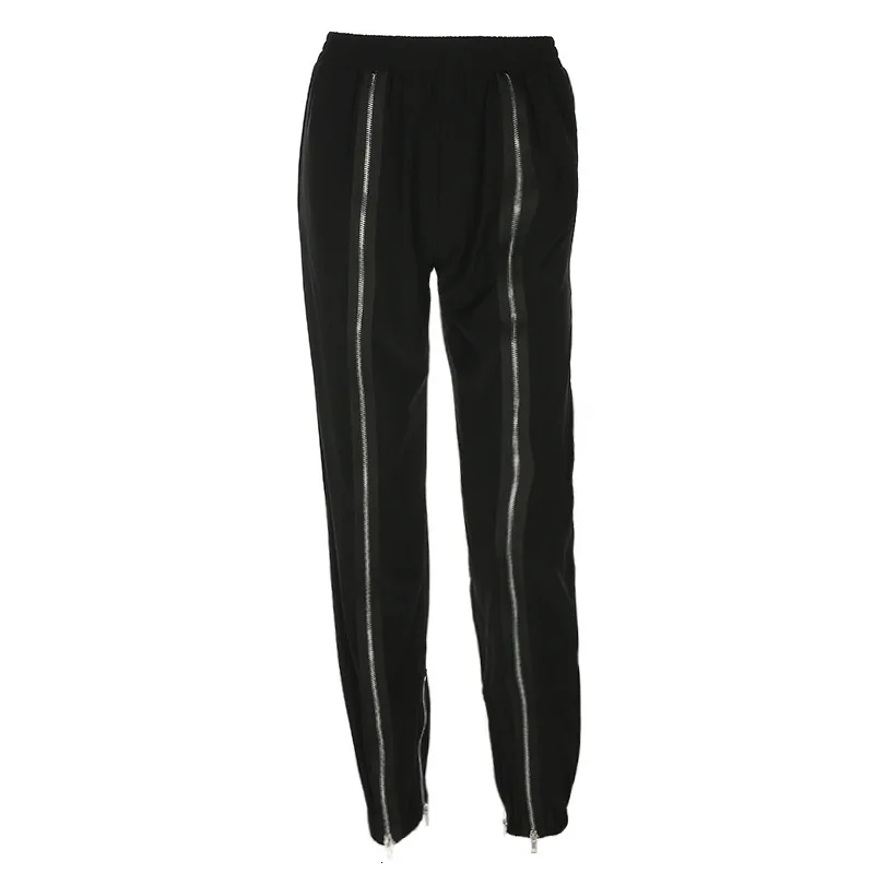 JIEZuoFang Women Clothing European Workout Trousers Zip up Zipper Sweat Track Pants Female Sweatpants Trackpants Cuff Capris | Женская