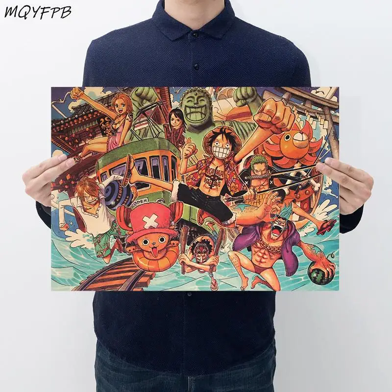 Фото Аниме One Piece коллекция персонажей крафт-бумага Плакат Наклейка на стену