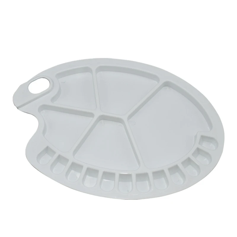 

2020 Plastic Painting Oil Paint Palette Watercolor Drawing 17 Wells Tray Art Oval Color Mixing Tool